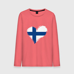 Лонгслив хлопковый мужской Сердце - Финляндия, цвет: коралловый