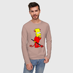 Лонгслив хлопковый мужской Bart Simpson - devil, цвет: пыльно-розовый — фото 2