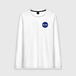 Лонгслив хлопковый мужской NASA NERV Evangelion - little logo, цвет: белый
