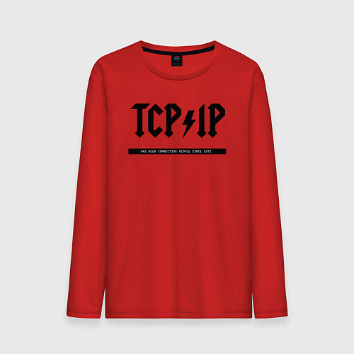 Мужской лонгслив TCPIP Connecting people since 1972 / Красный – фото 1