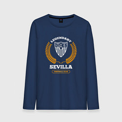 Лонгслив хлопковый мужской Лого Sevilla и надпись legendary football club, цвет: тёмно-синий