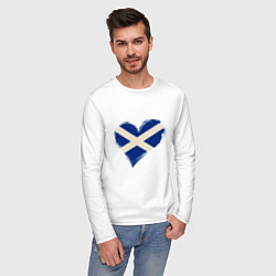 Лонгслив хлопковый мужской Сердце - Шотландия, цвет: белый — фото 2