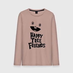 Лонгслив хлопковый мужской Happy Three Friends - LOGO, цвет: пыльно-розовый