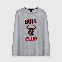 Лонгслив хлопковый мужской Bull Bitcoin Club, цвет: меланж