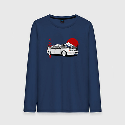 Мужской лонгслив Subaru Impreza WRX Sti Retro JDM / Тёмно-синий – фото 1