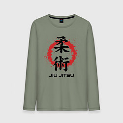 Лонгслив хлопковый мужской Jiu jitsu red splashes logo, цвет: авокадо