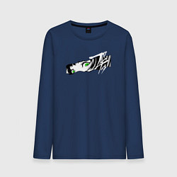 Лонгслив хлопковый мужской Anime green eyes, цвет: тёмно-синий