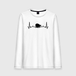 Лонгслив хлопковый мужской Енот в биении сердца, цвет: белый