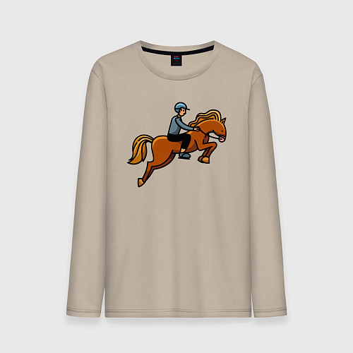 Мужской лонгслив Наездник на лошади / Миндальный – фото 1