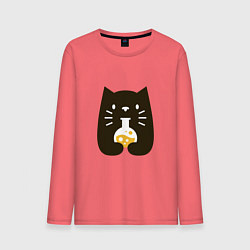 Лонгслив хлопковый мужской Котик - Химик, цвет: коралловый