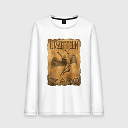 Лонгслив хлопковый мужской Led zeppelin swan song logo, цвет: белый