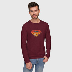 Лонгслив хлопковый мужской Супермен и его пес Крипто DC Лига Суперпитомцы, цвет: меланж-бордовый — фото 2