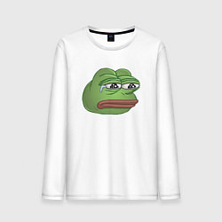 Лонгслив хлопковый мужской Sad Pepe art, цвет: белый