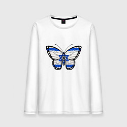Лонгслив хлопковый мужской Бабочка - Израиль, цвет: белый