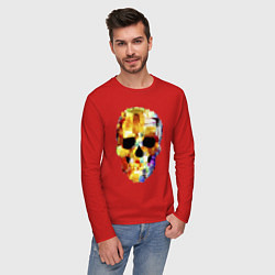 Лонгслив хлопковый мужской Color skull - sketch, цвет: красный — фото 2