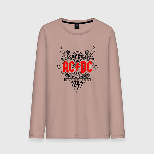 Мужской лонгслив ACDC Black Ice с молниями / Пыльно-розовый – фото 1