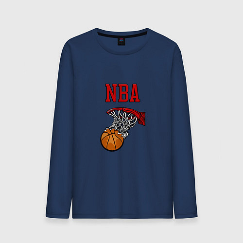 Мужской лонгслив Basketball - NBA logo / Тёмно-синий – фото 1