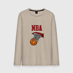 Лонгслив хлопковый мужской Basketball - NBA logo, цвет: миндальный