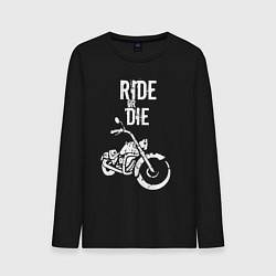 Лонгслив хлопковый мужской Ride or Die винтаж, цвет: черный