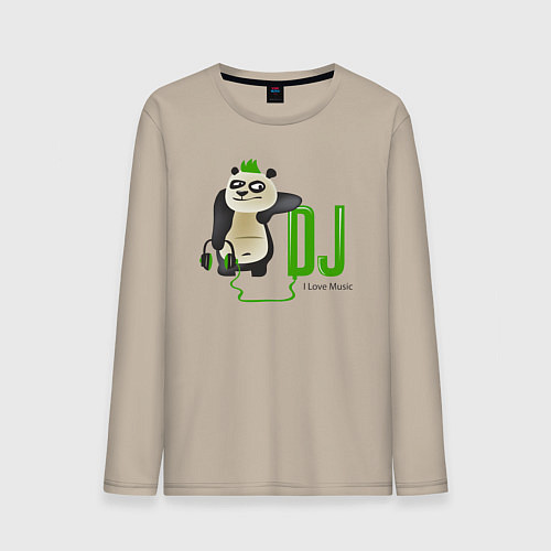Мужской лонгслив DJ панда я люблю музыку / Миндальный – фото 1