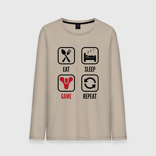 Мужской лонгслив Eat - sleep - Destiny - repeat / Миндальный – фото 1