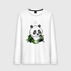 Лонгслив хлопковый мужской Спящая панда ZZZ, цвет: белый