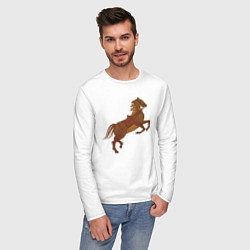 Лонгслив хлопковый мужской Стимпанк-лошадь, цвет: белый — фото 2