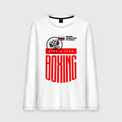 Лонгслив хлопковый мужской Boxing russia national team, цвет: белый