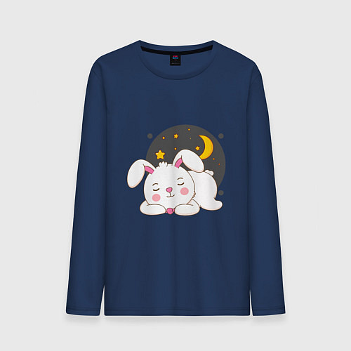 Мужской лонгслив Спящий Зайка / Тёмно-синий – фото 1