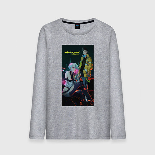 Мужской лонгслив Аниме Cyberpunk Edgerunners Дэвид и Люси / Меланж – фото 1