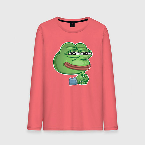Мужской лонгслив Лягушонок Пепе хитрит / Коралловый – фото 1