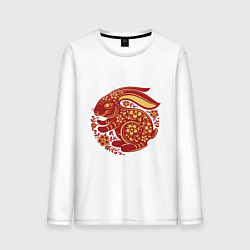 Лонгслив хлопковый мужской Китайский кролик, цвет: белый