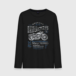 Лонгслив хлопковый мужской Мотоцикл ретро, цвет: черный