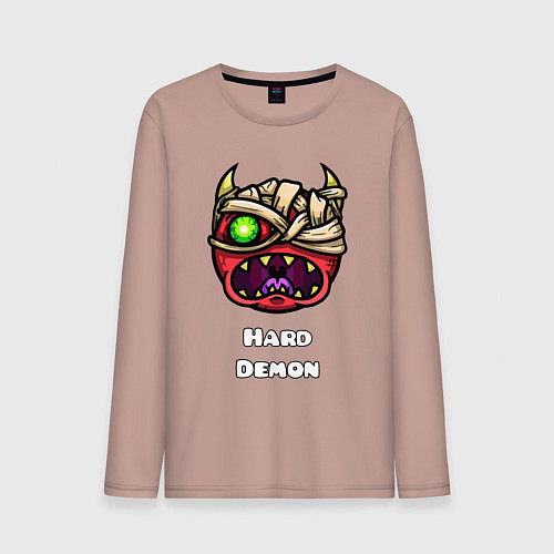 Мужской лонгслив Geometry Dash hard demon / Пыльно-розовый – фото 1