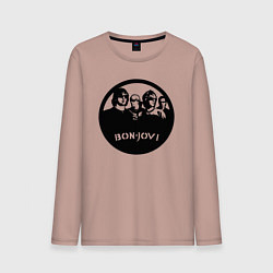 Лонгслив хлопковый мужской Bon Jovi rock, цвет: пыльно-розовый