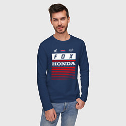 Лонгслив хлопковый мужской Honda racing, цвет: тёмно-синий — фото 2