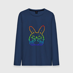 Лонгслив хлопковый мужской Радужный кролик, цвет: тёмно-синий