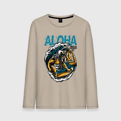 Лонгслив хлопковый мужской Зевс серфингист, цвет: миндальный