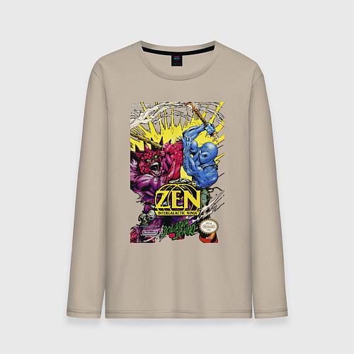Мужской лонгслив Zen - intergalactic ninja / Миндальный – фото 1