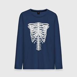 Лонгслив хлопковый мужской Скелет грудная клетка, цвет: тёмно-синий