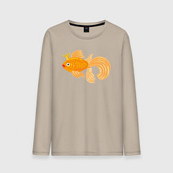Лонгслив хлопковый мужской Золотая рыбка, цвет: миндальный