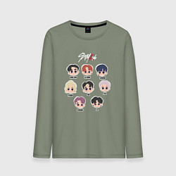 Лонгслив хлопковый мужской Stray Kids Chibi, цвет: авокадо