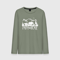 Лонгслив хлопковый мужской Папа медведь, цвет: авокадо
