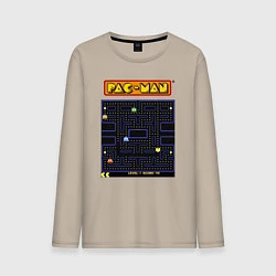 Лонгслив хлопковый мужской Pac-Man на ZX-Spectrum, цвет: миндальный