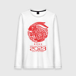 Лонгслив хлопковый мужской Year of the rabbit 2023, cappy chinese new year, цвет: белый