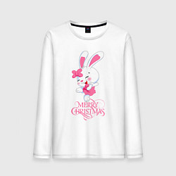 Мужской лонгслив Cute bunny, merry Christmas
