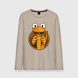Лонгслив хлопковый мужской Радужные друзья: Оранжевый, цвет: миндальный