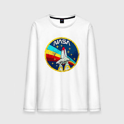 Лонгслив хлопковый мужской NASA - emblem - USA, цвет: белый