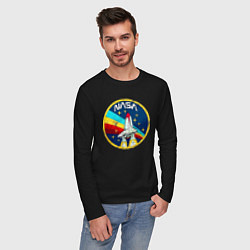 Лонгслив хлопковый мужской NASA - emblem - USA, цвет: черный — фото 2