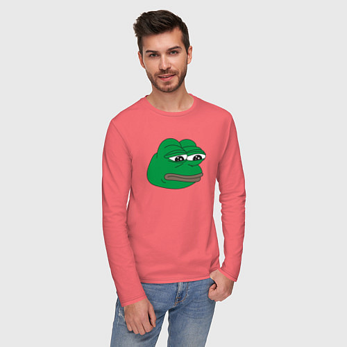 Мужской лонгслив Лягушонок Пепе-Frog Pepe / Коралловый – фото 3